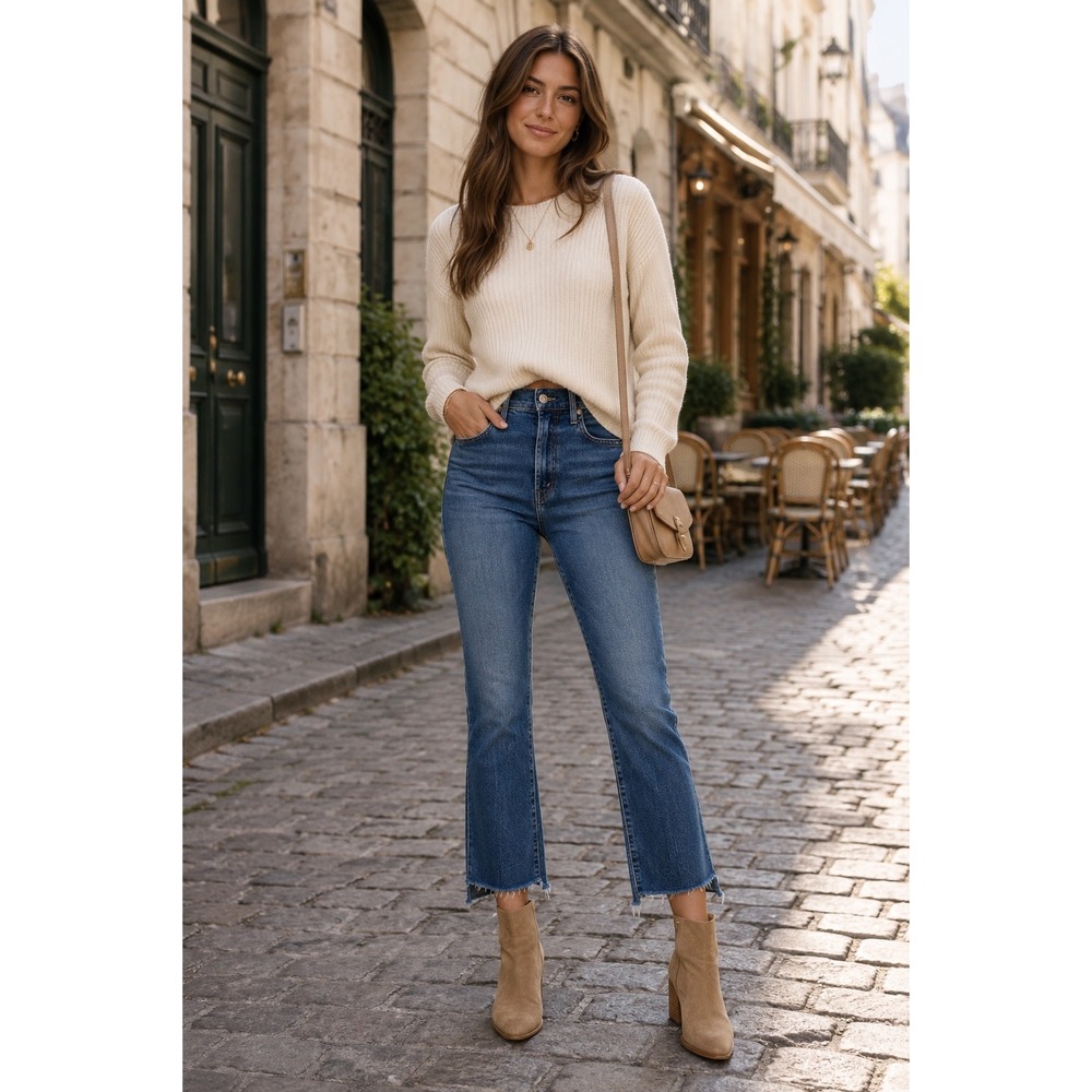 MOTHER Blue Cropped Ankle Jeans